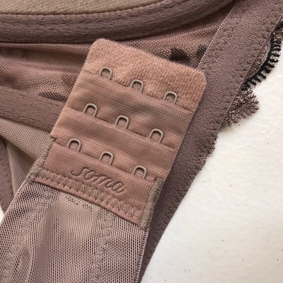 Soma Sensuous Lace Balconet Lined Underwire Bra Taupe Black Womens Size 34DDD - Picture 8 of 12